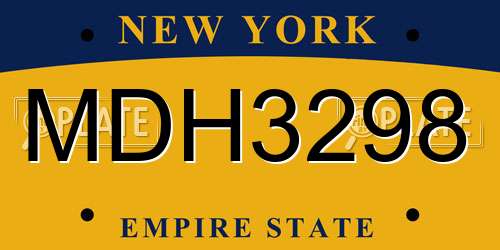MDH3298 New York License Plate