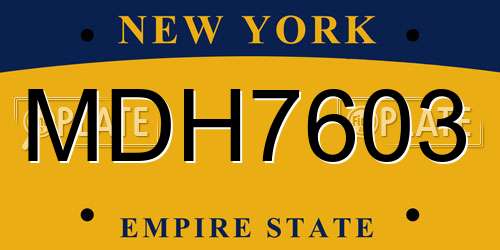 MDH7603 New York License Plate