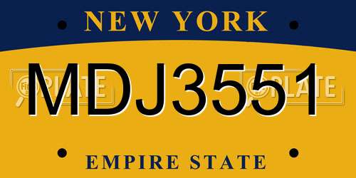 MDJ3551 New York License Plate
