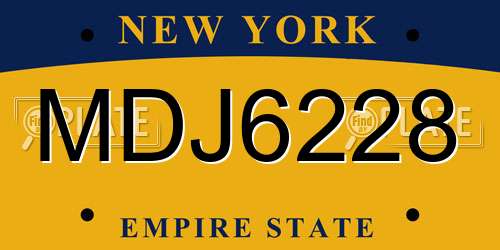 MDJ6228 New York License Plate