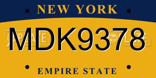 MDK9378 New York License Plate