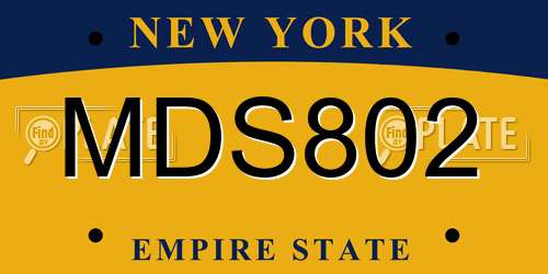 MDS802 New York License Plate