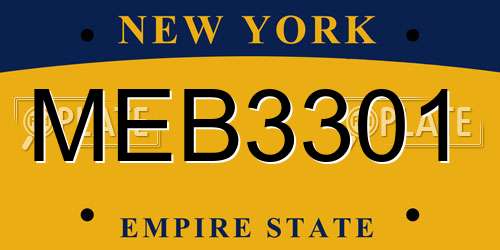 MEB3301 New York License Plate