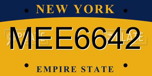 MEE6642 New York License Plate