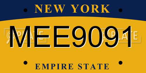 MEE9091 New York License Plate