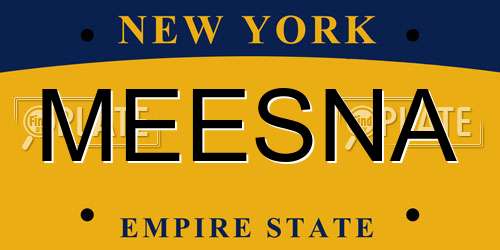 MEESNA New York License Plate