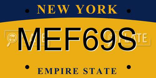 MEF69S New York License Plate