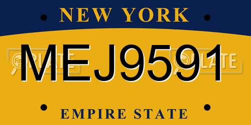 MEJ9591 New York License Plate