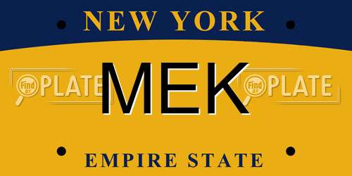 MEK New York License Plate