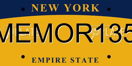 MEMOR135 New York License Plate