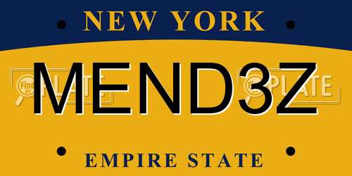 MEND3Z New York License Plate