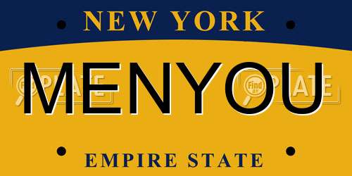 MENYOU New York License Plate
