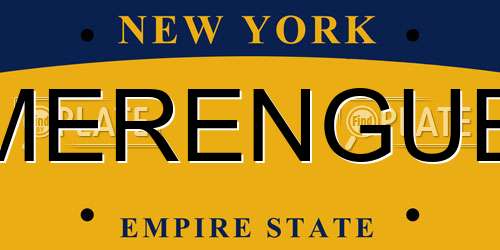 MERENGUE New York License Plate