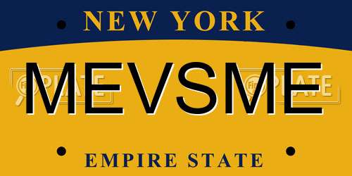 MEVSME New York License Plate