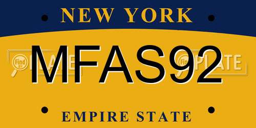 MFAS92 New York License Plate