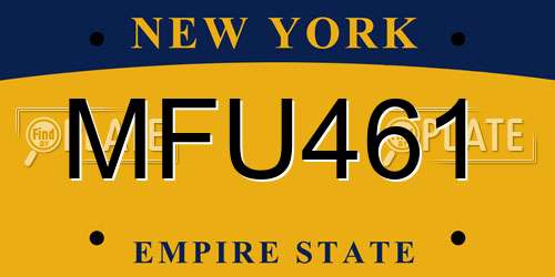 MFU461 New York License Plate