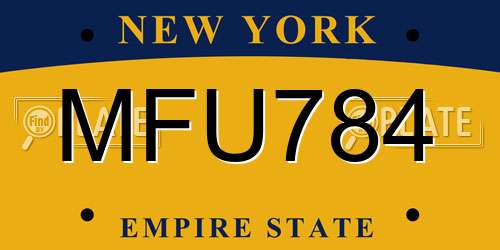 MFU784 New York License Plate