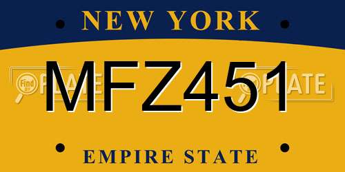 MFZ451 New York License Plate