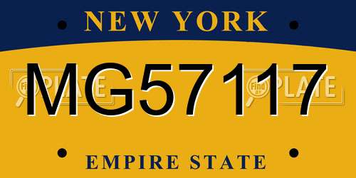 MG57117 New York License Plate