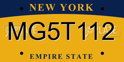 MG5T112 New York License Plate