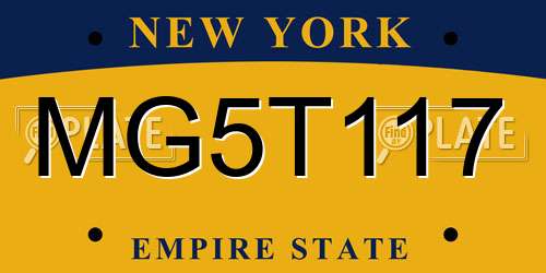 MG5T117 New York License Plate