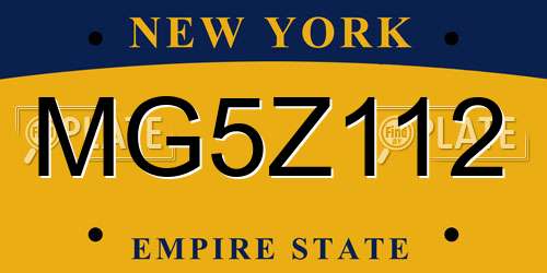 MG5Z112 New York License Plate