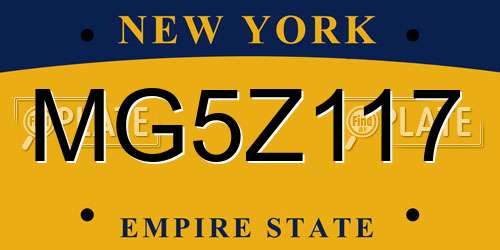 MG5Z117 New York License Plate