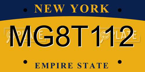 MG8T112 New York License Plate