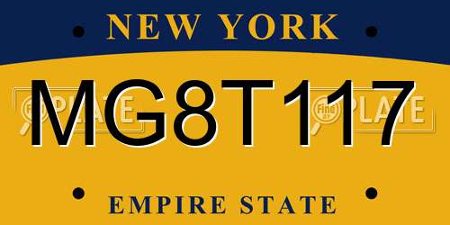 MG8T117 New York License Plate