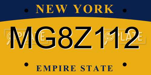 MG8Z112 New York License Plate