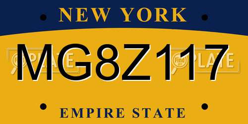 MG8Z117 New York License Plate