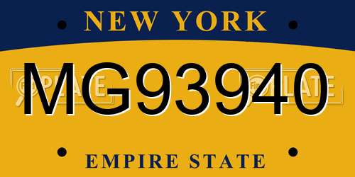 MG93940 New York License Plate