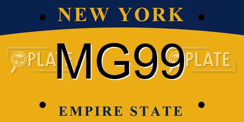 MG99 New York License Plate