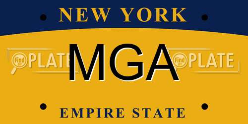 MGA New York License Plate