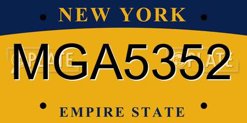 MGA5352 New York License Plate