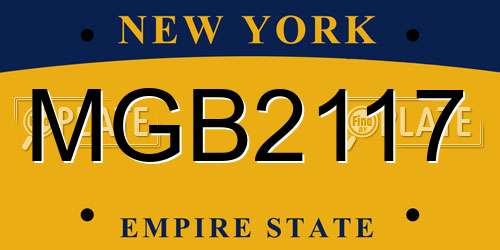 MGB2117 New York License Plate