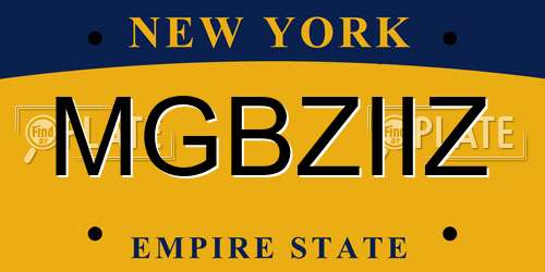 MGBZIIZ New York License Plate