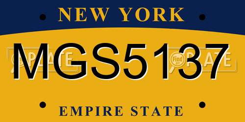 MGS5137 New York License Plate