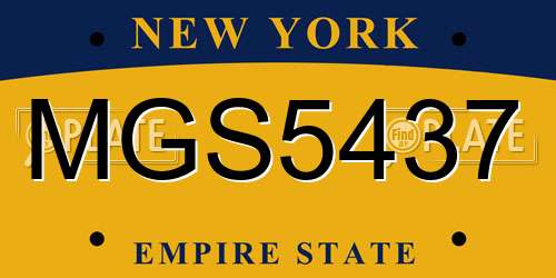 MGS5437 New York License Plate