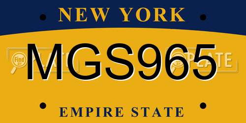 MGS965 New York License Plate