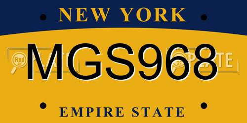 MGS968 New York License Plate