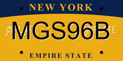 MGS96B New York License Plate