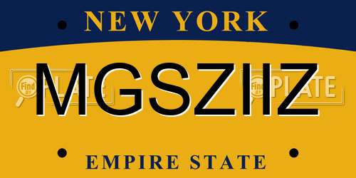 MGSZIIZ New York License Plate
