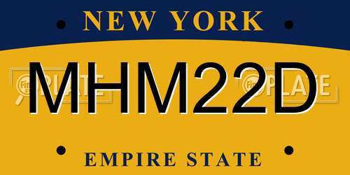 MHM22D New York License Plate
