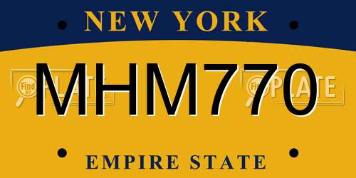 MHM770 New York License Plate