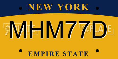 MHM77D New York License Plate