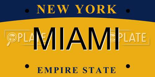 MIAMI New York License Plate