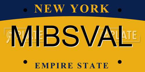 MIBSVAL New York License Plate