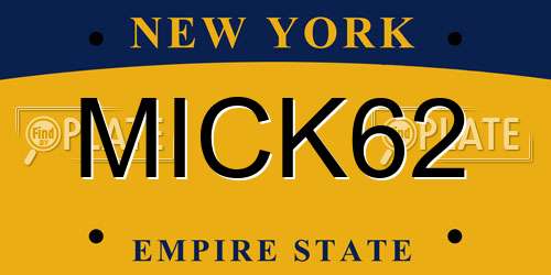 MICK62 New York License Plate