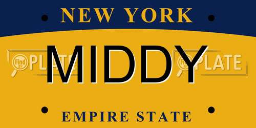 MIDDY New York License Plate